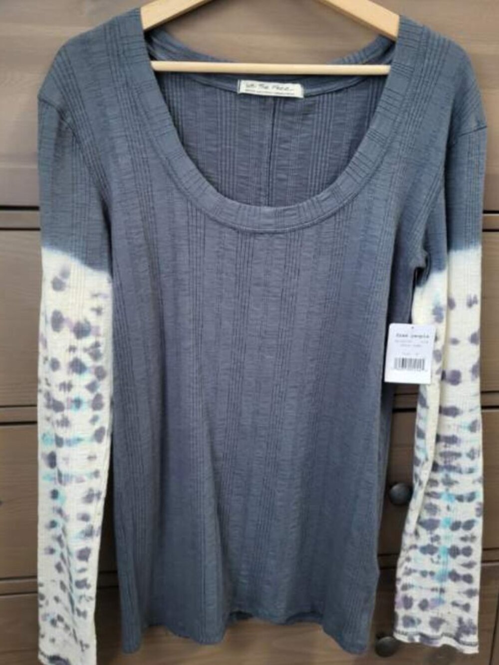 NWT Free People We The Free Big Sur Slate Tie Dye Long Sleeve Tee Top Blue